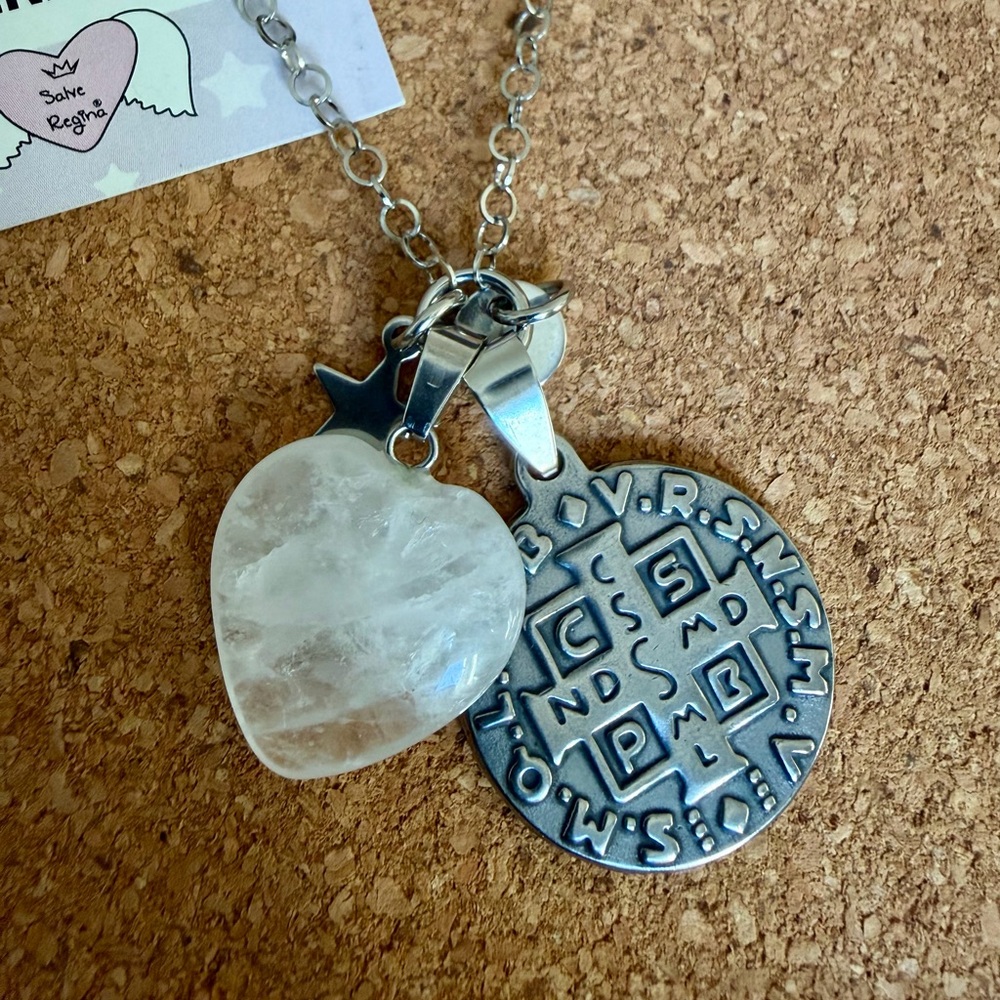 Saint Benedict Medallion. Protection. White quartz ⭐️